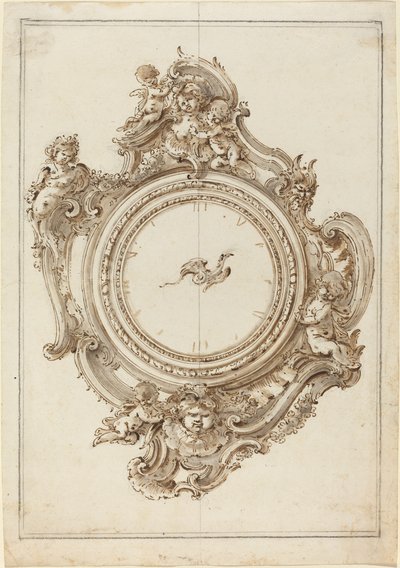 A Rococo Clock with Sirens, Putti, Masks, and a Bird of Paradise Pointer by Giovanni Bettati