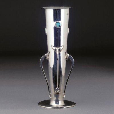 A Cymric Silver and Turquoise Vase by Giovanni Bigatti