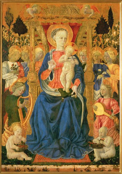 Virgin and Child on the Throne, with Angels and Putti by Giovanni Boccati or Boccatto