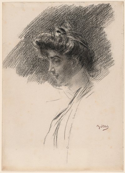 Bust of a Young Woman in Profile by Giovanni Boldini