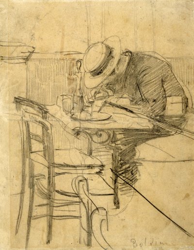 The Painter Helleu Sitting at a Café Terrace by Giovanni Boldini