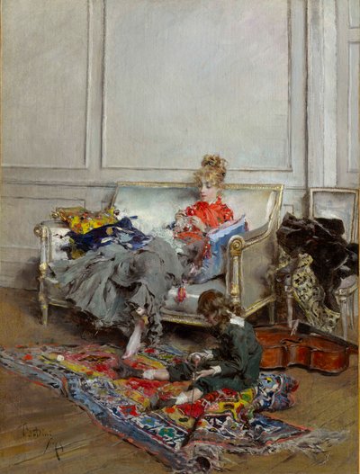 Young Woman Crocheting by Giovanni Boldini