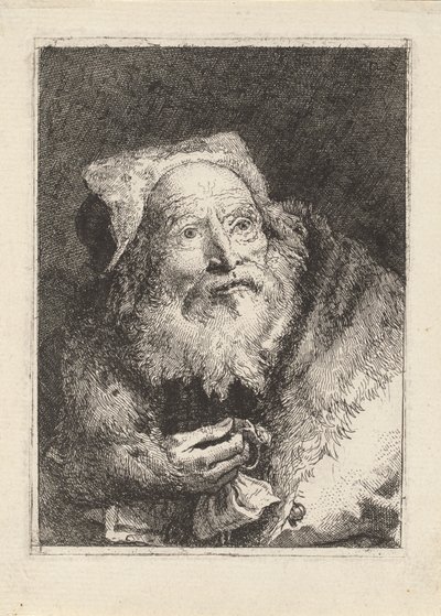 Elderly Man with a Bracelet, from the Raccolta di Teste (Collection of Heads) by Giovanni Domenico Tiepolo