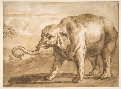 Elephant in a Landscape by Giovanni Domenico Tiepolo