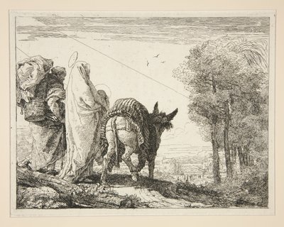 Mary Holding her Child in her Arms, from the series Picturesque Ideas on the Flight into Egypt by Giovanni Domenico Tiepolo