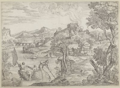 Landscape with Lute Player by Giovanni Francesco Grimaldi