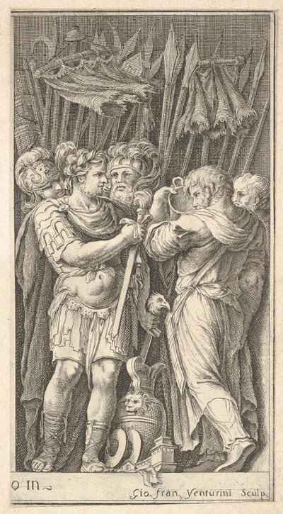 Soldiers, One Shown Frontally and Holding a Sword, at Right a Soldier with His Back by Giovanni Francesco Venturini