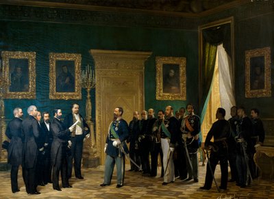 Victor Emmanuel II receiving Tuscan representatives with the decree of annexation to the Kingdom of Italy by Giovanni Mochi