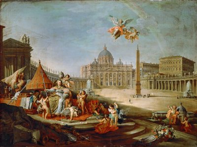 Piazza San Pietro, Rome with an Allegory of the Triumph of the Papacy by Giovanni Paolo Pannini