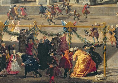 Preparation for the Firework Display Held at Piazza Navona, Rome, to Celebrate the Birth of the Dauphin, 1729 (detail) by Giovanni Paolo Pannini
