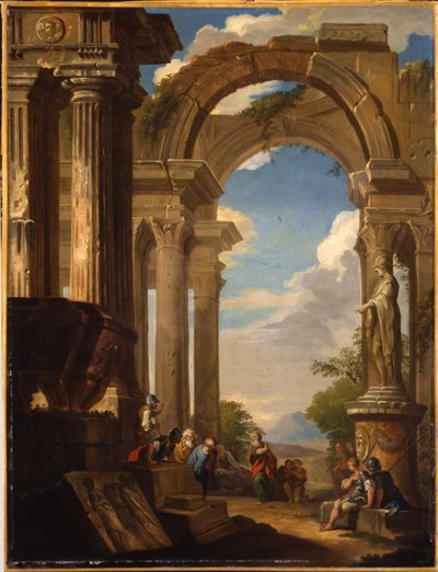 Capriccios of Roman Ruins with Figures by Giovanni Paolo Pannini