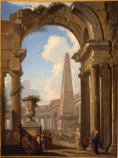 Capricci of Roman Ruins with Figures by Giovanni Paolo Pannini