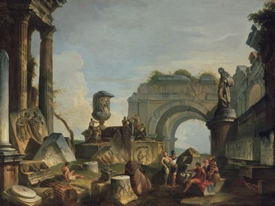 Classical Scene with figures by Giovanni Paolo Pannini