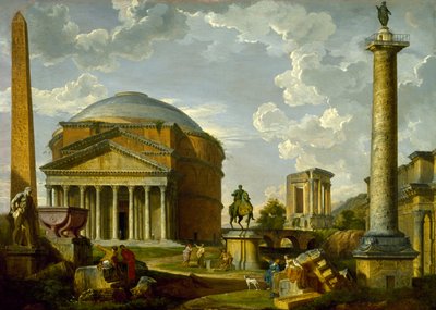 Fantasy View with the Pantheon and other Monuments of Ancient Rome by Giovanni Paolo Pannini