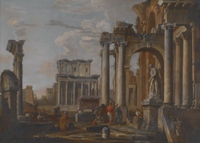 Ruins with the Temple of Antonius and Faustina by Giovanni Paolo Pannini