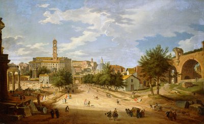 The Roman Forum and the Campidoglio seen from the Arch of Constantine by Giovanni Paolo Pannini