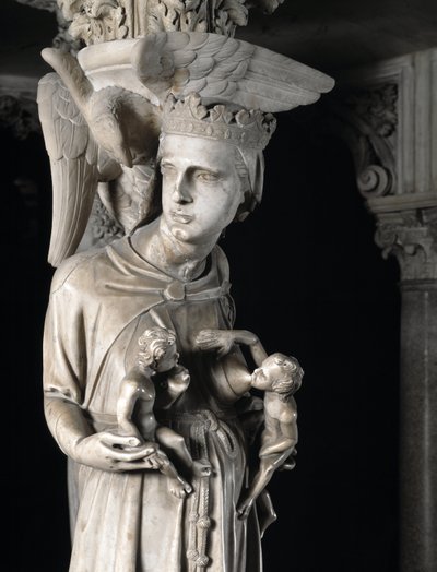 Detail of the Sculpted Groups Supporting the Chair by Giovanni Pisano: The Church Nourishing Its Children (Detail) by Giovanni Pisano