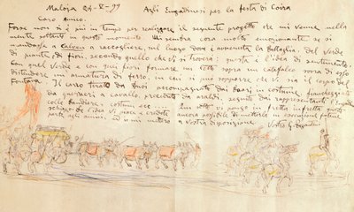 Sketch for Procession of Feast of Calven Coira by Giovanni Segantini