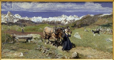 The Alps mountains in spring by Giovanni Segantini