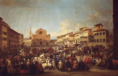 Carnival in Florence in Piazza Santa Croce by Giovanni Signorini