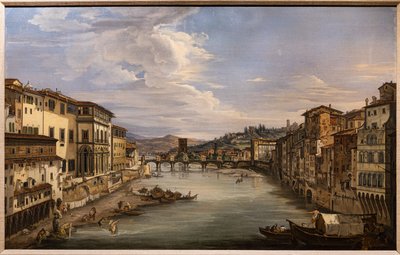 View of the Arno from Ponte Vecchio toward the Alle Grazie Bridge by Giovanni Signorini