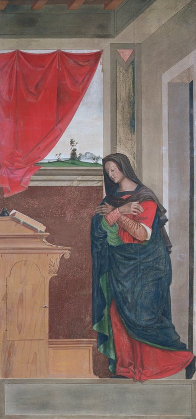 Virgin Annunciate, annunciation panel originally forming one of the outside shutters of the organ in San Bartolomeo, Vicenza by Giovanni de