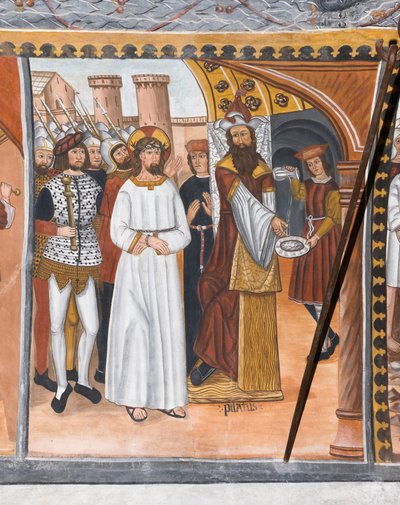 Stories of the Passion of the Christ: Pilate condemns Jesus and washes his hands by Giovanni di Cherasco Botoneri