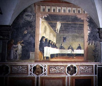 St. Benedict and the Poisoned Bread (detail) by Giovanni di Consalvo (attr. to)