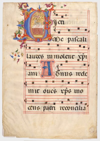 Initial V: The Paschal Lamb on an Altar by Giovanni di Paolo