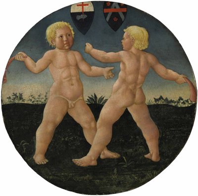 Desco da parto: Two boys at play by Giovanni Di Ser Giovanni Guidi