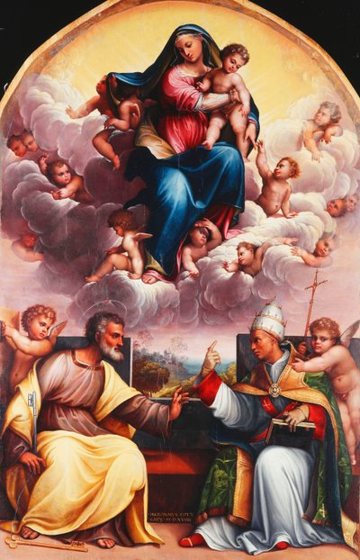 The Madonna and Child in Glory with Saints Peter and Gregory the Great Disputing and Angels by Girolamo Marchesi da Cotignola