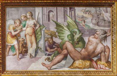Circe Turning into Monsters the Companions of Ulysses, from the Hall of Circe, Rocca dei Rossi, San Secondo, Parma, Italy by Giulio (school of) (attr.to) Romano