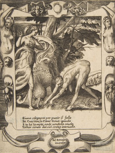 Juno Sending Famine Against Crasiton, Set Within an Elaborate Frame, from 