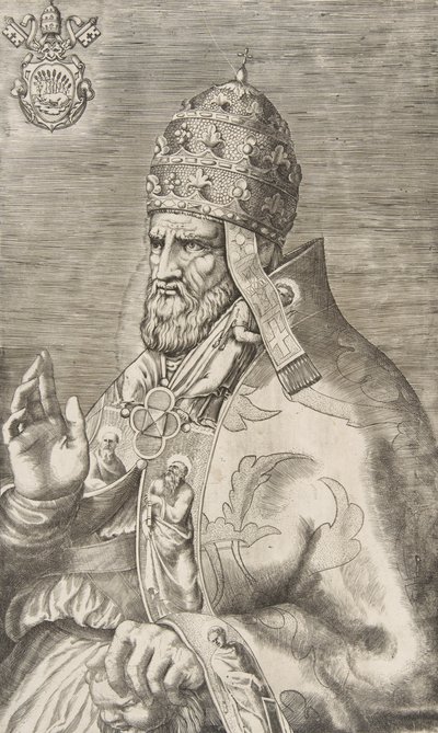 Portrait of Pope Marcellus II, Right Hand Raised Facing Left by Giulio Bonasone