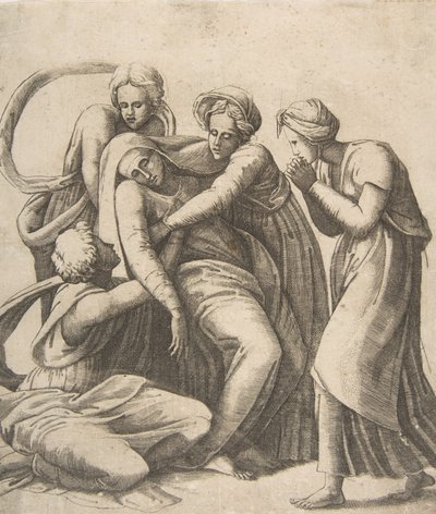 The Virgin Fainting and Being Supported in the Arms of the Holy Women by Giulio Bonasone
