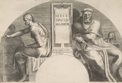 The Ancestors of Christ Flanking an Inscribed Tablet by Giulio Bonasone