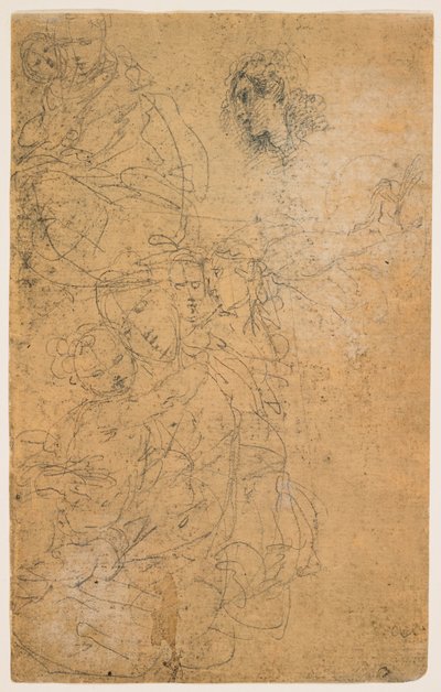 Studies of the Madonna and Child (recto); Kneeling Virgin (verso) by Giulio Cesare Procaccini