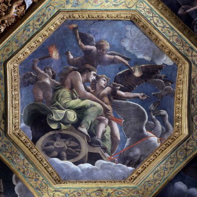 Furious Venus appoints Psyche to Cupid to punish her. Fresco by Giulio Pippi de