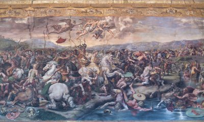 The Battle of the Milvian Bridge, in the Room of Constantine, Raphael Rooms, c.1520-24 by Giulio Romano