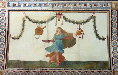 Camera con Fregio di Amorini, Ceiling Depicting a Woman Holding a Bowl (detail) by Giulio Romano