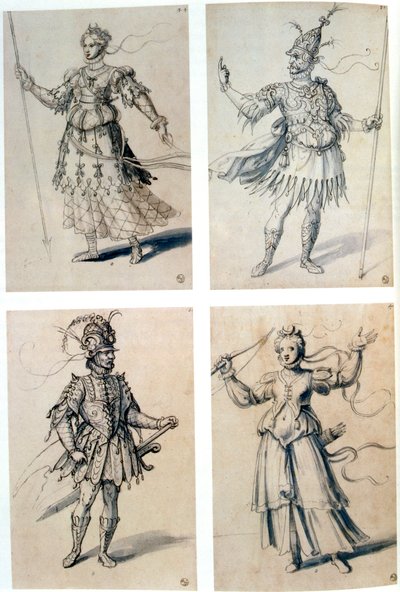 Costume Designs for Classical Deities by Giuseppe Arcimboldi