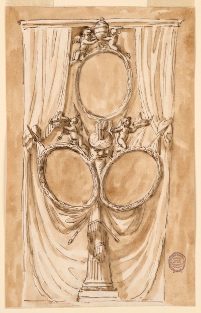 Decoration for portrait of Pope Pius VI and royal couple by Giuseppe Barberi