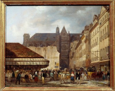 Rue des Prouvaires and the Church of Saint Eustache (Quartier des Halles) in Paris by Giuseppe Canella