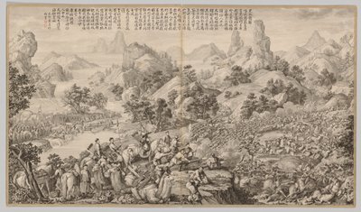 Breaking Through the Siege at Hesui: from Battle Scenes of the Quelling of Rebellions in the Western Regions, with imperial Poems by Giuseppe Castiglione