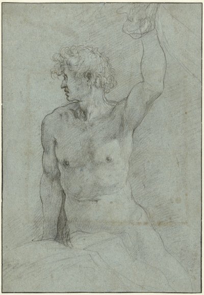 Nude Study of a Seated Young Man by Giuseppe Cesari