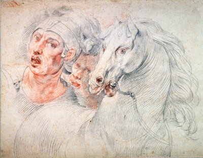 Study of a horse and two Soldiers, early 17th century by Giuseppe Cesari