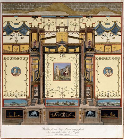 A length of long wall in a room in a house in Pompei by Giuseppe Chiantarelli