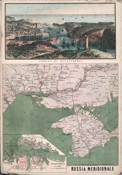 Map of Southern Russia with View of Sevastopol Bay and Its Fortifications by Giuseppe Civelli
