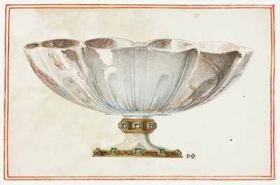 Fluted Bowl with Jeweled Base by Giuseppe Grisoni