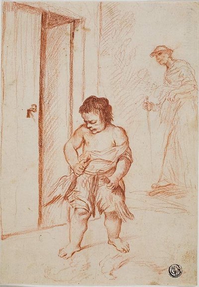 Study of Two Figures (recto); Fragmentary Copy (verso) by Giuseppe Maria Crespi